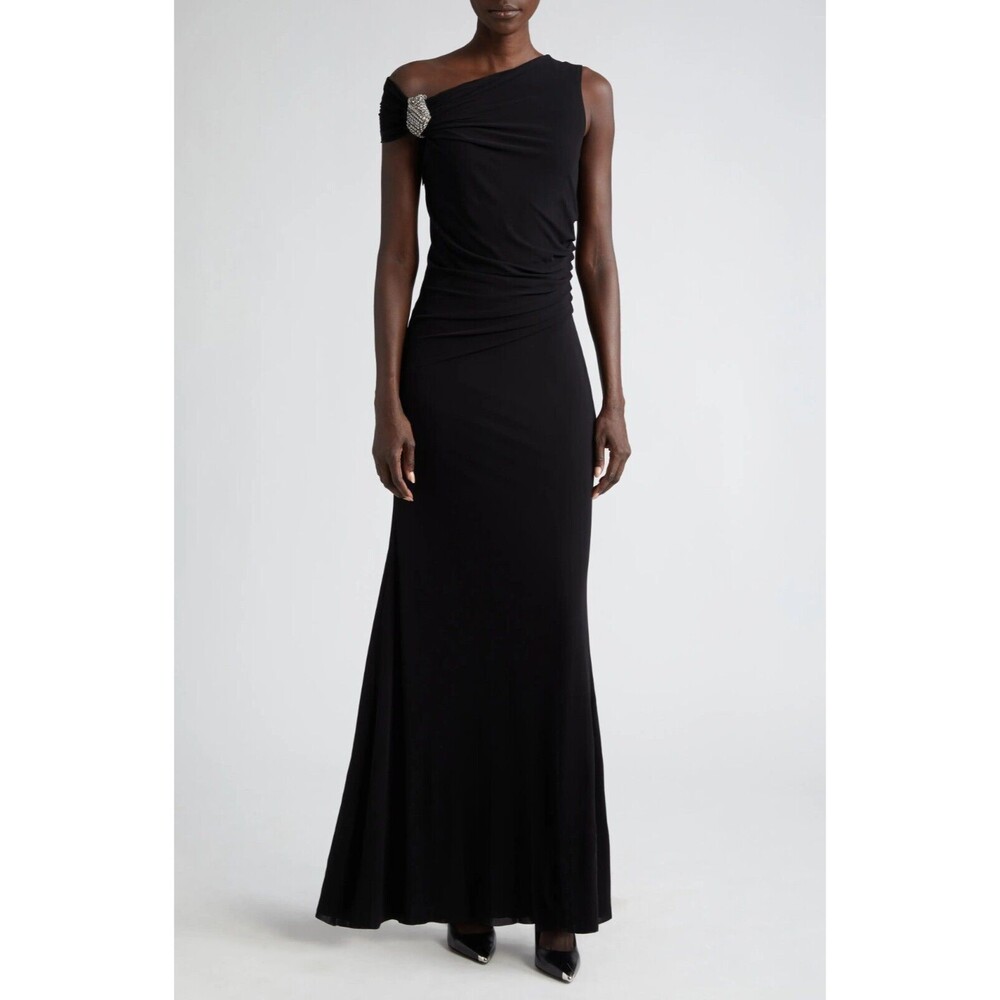 $4800 Alexander McQueen Crystal Knot Evening Gown Maxi Dress Black Size 44, US 6